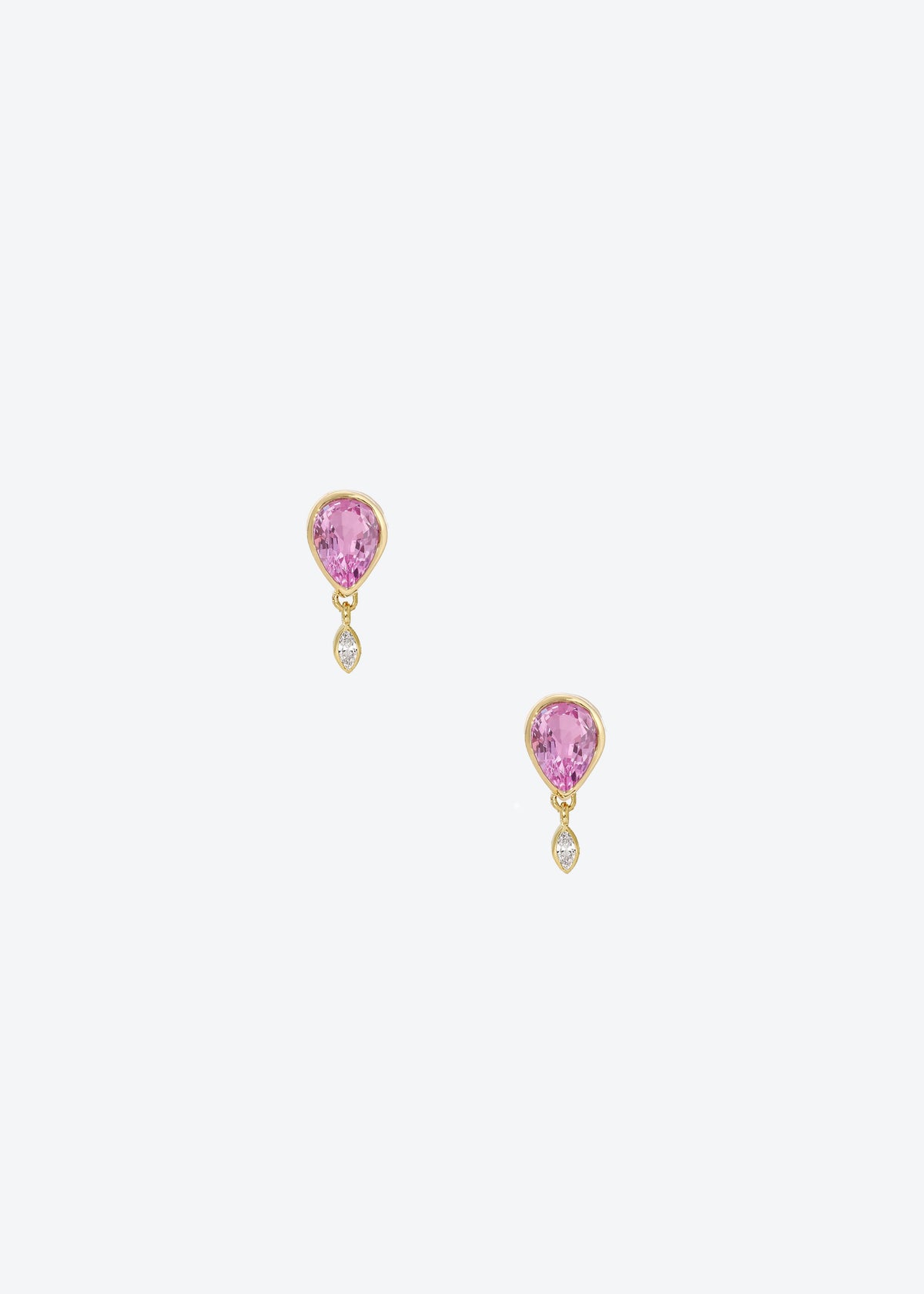 Pink Sapphire and Diamond Droplet Studs