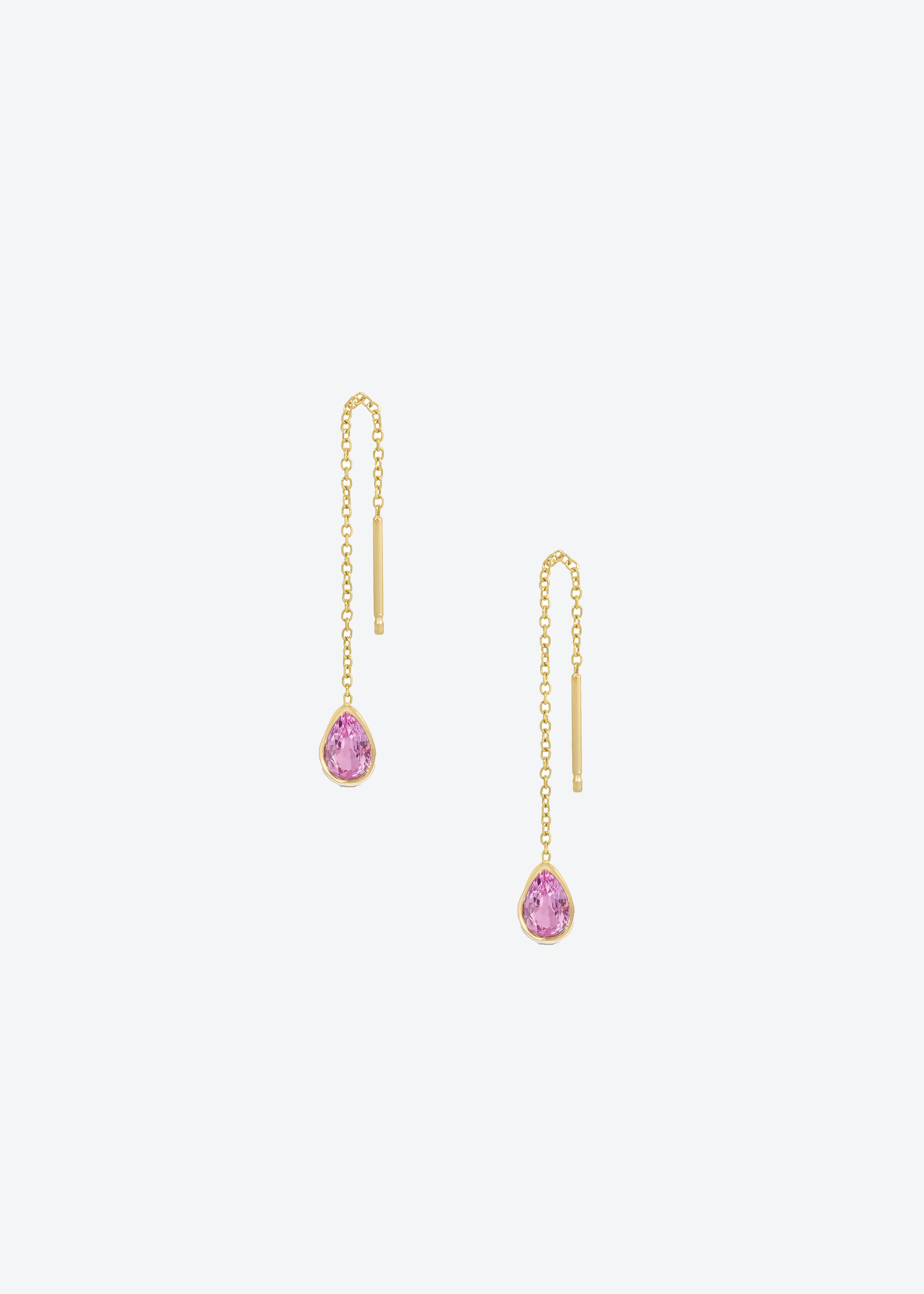 Threader Earrings in Pink Sapphire