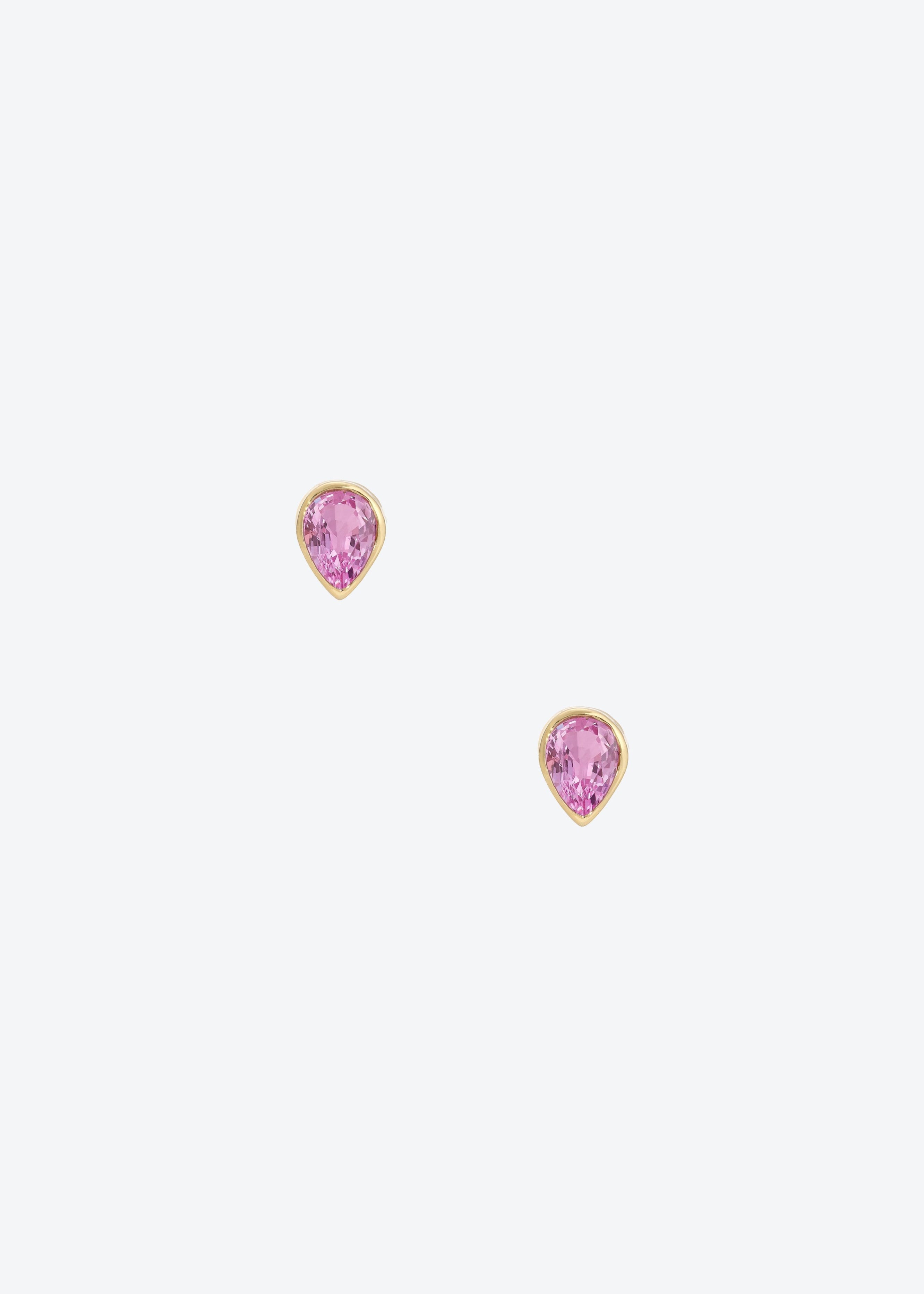 Pink Sapphire Droplet Studs