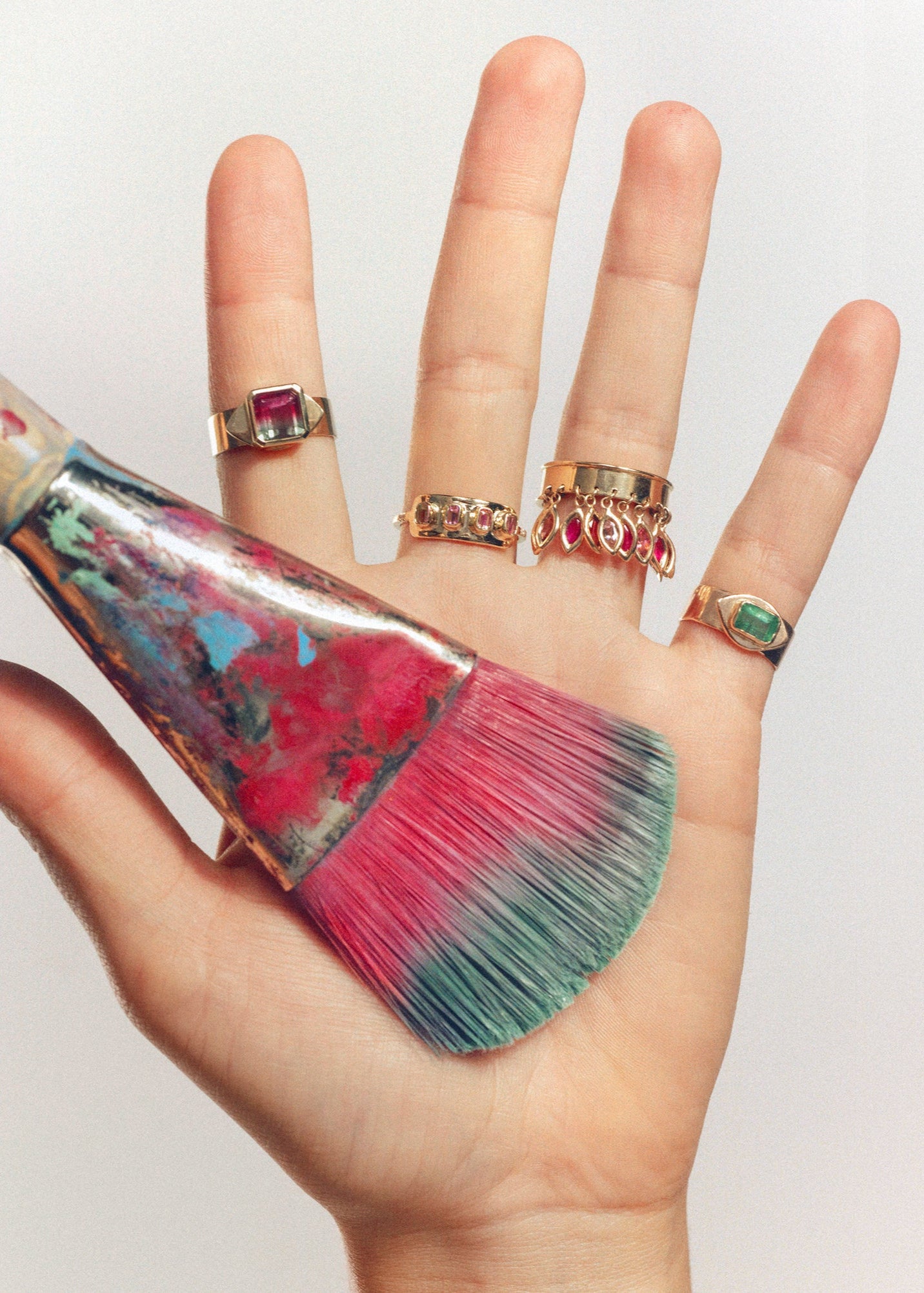 Pink Tourmaline Gold Sun Ring with Pave Diamonds
