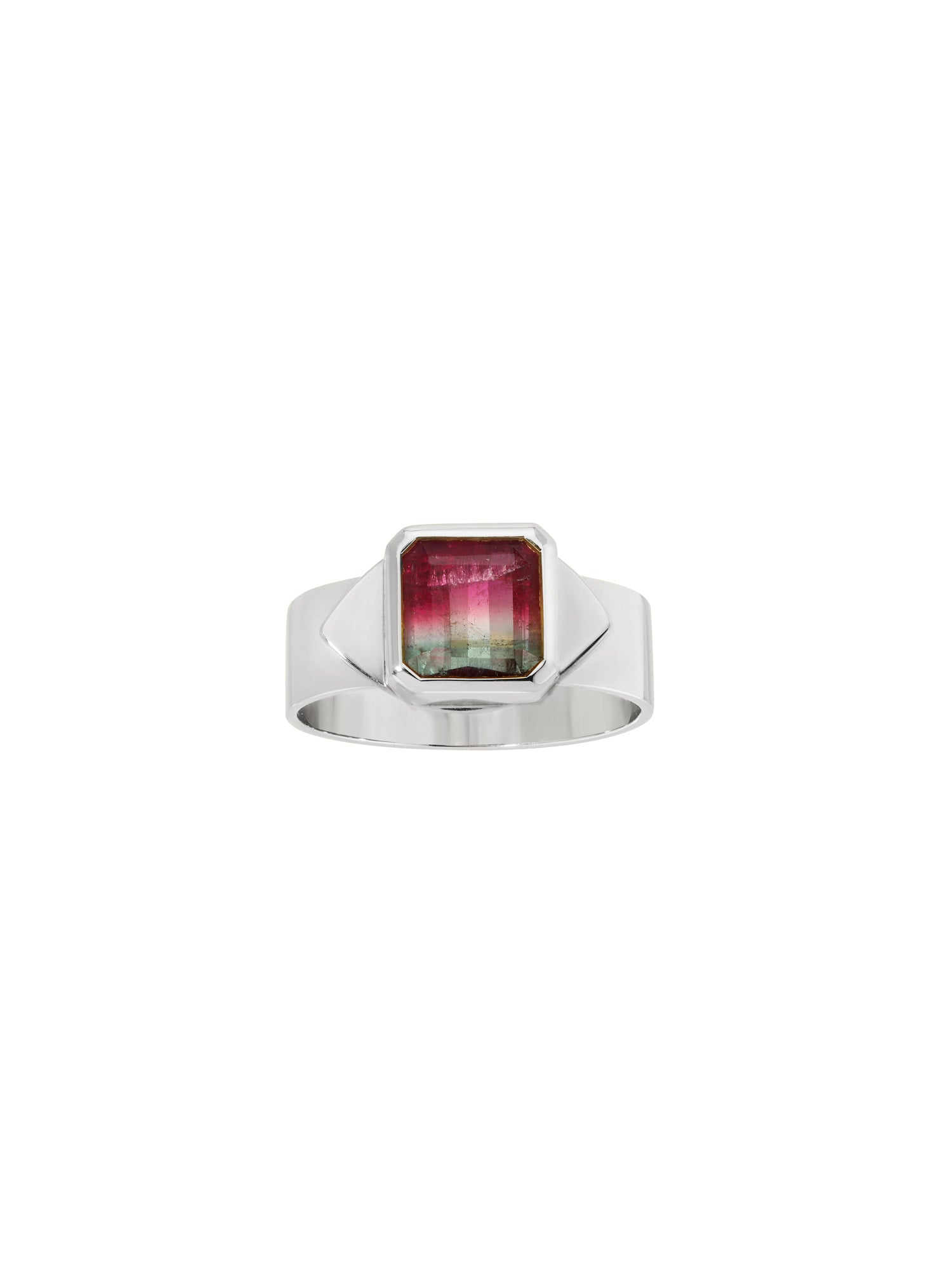 Silver Eye Ring in Watermelon Tourmaline