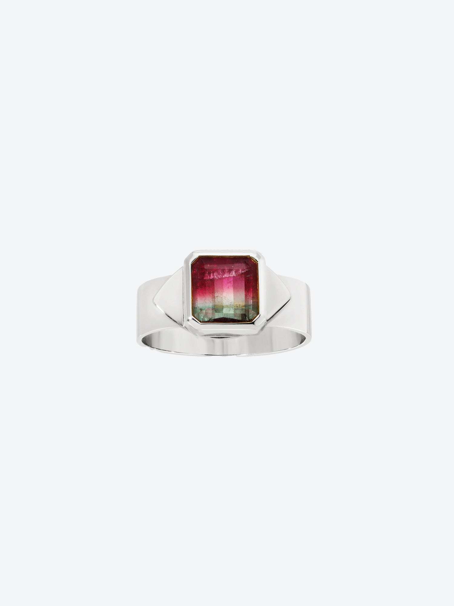 Silver Eye Ring in Watermelon Tourmaline