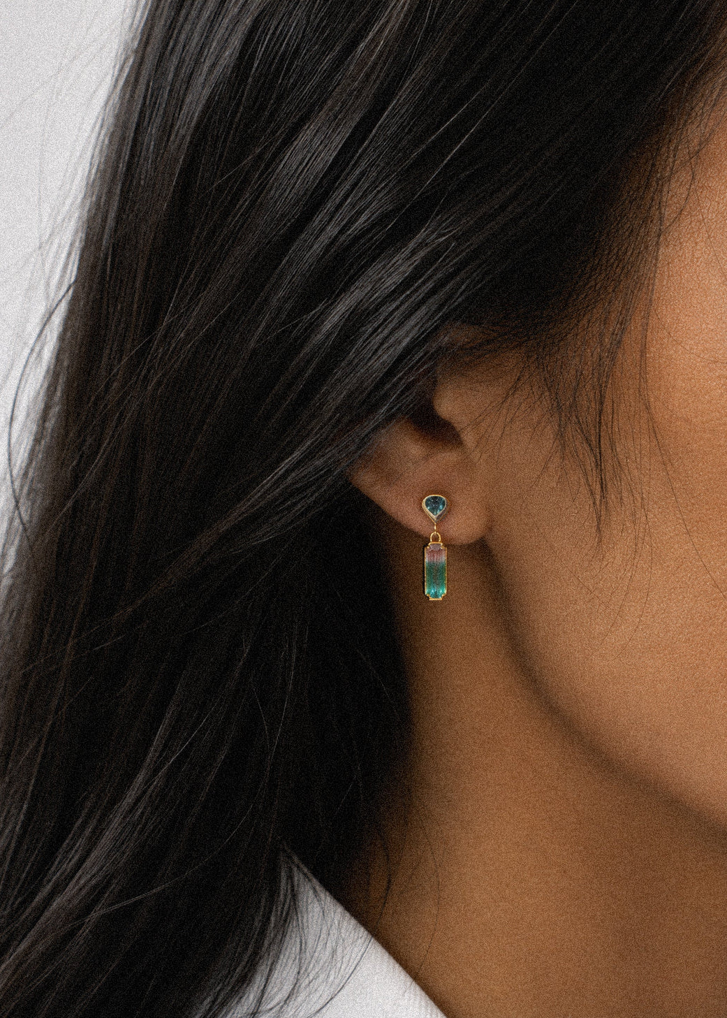 Little Gem Earrings in Apatite & Bicolor Tourmaline