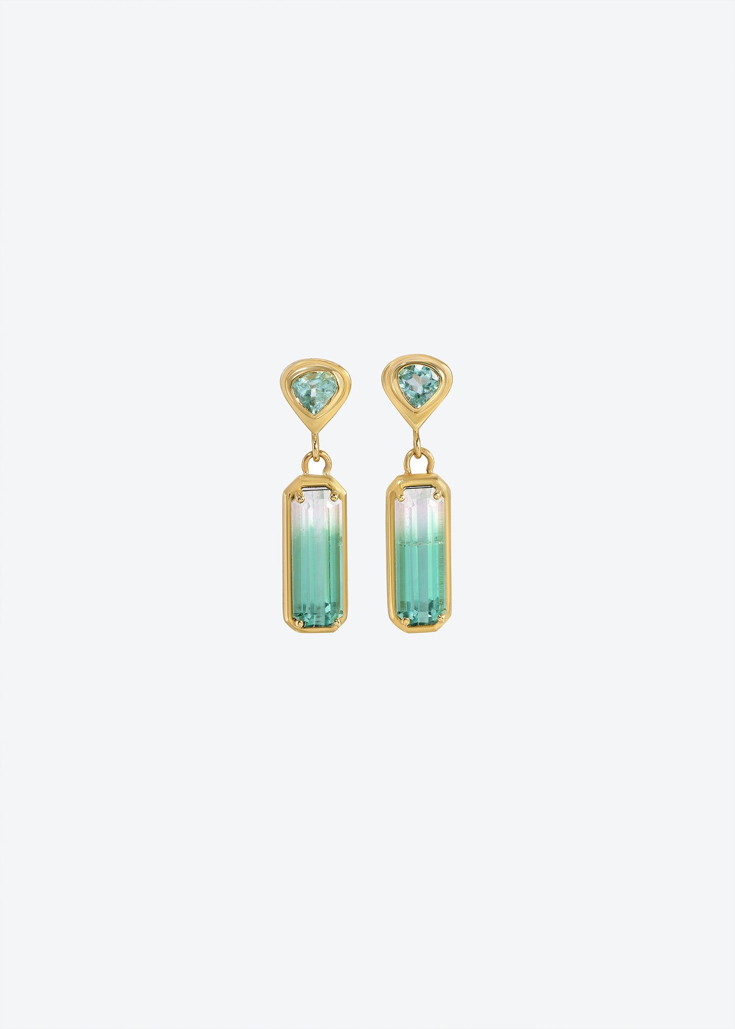 Little Gem Earrings in Apatite & Bicolor Tourmaline