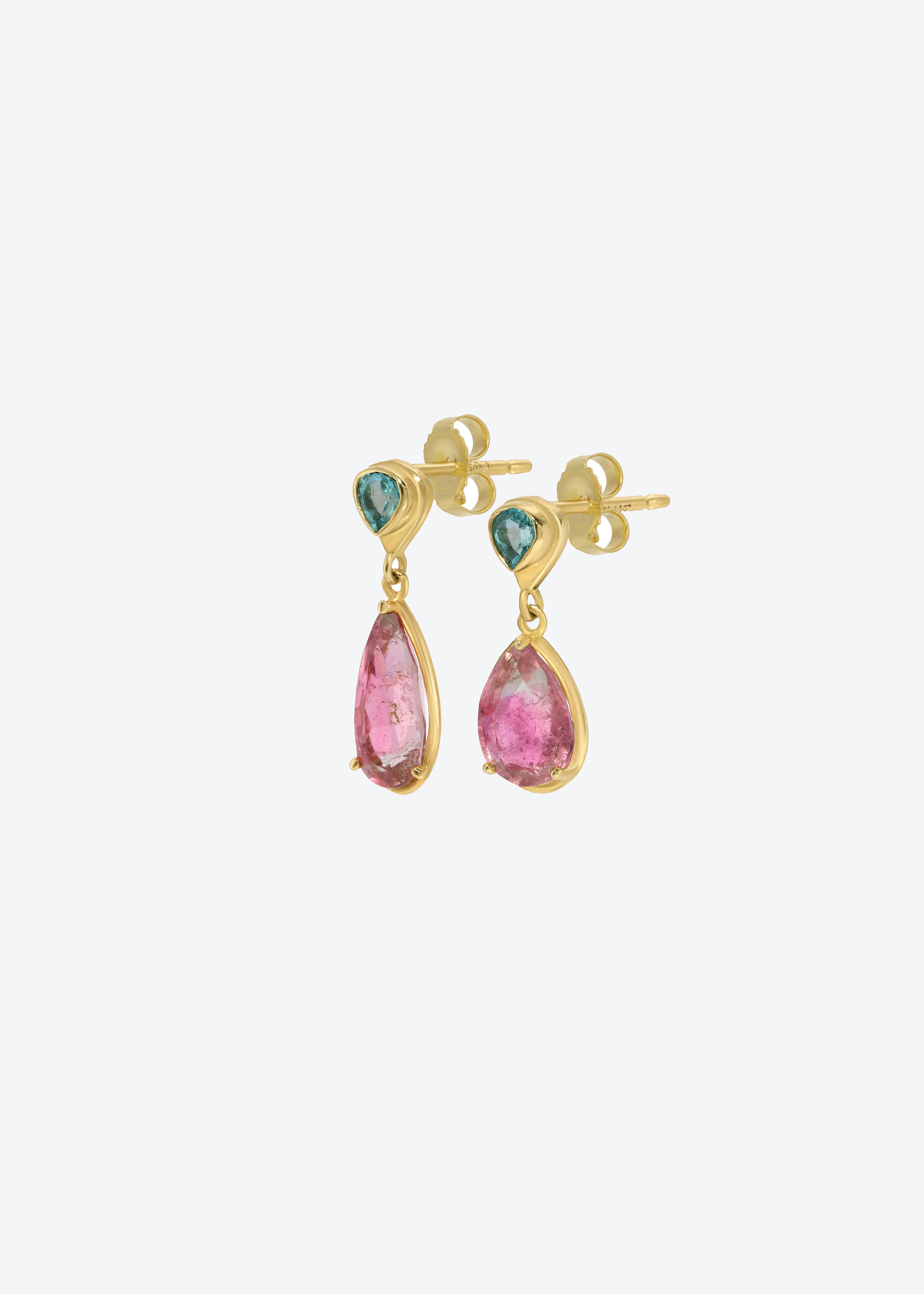 Little Gem Earrings in Apatite & Tourmaline