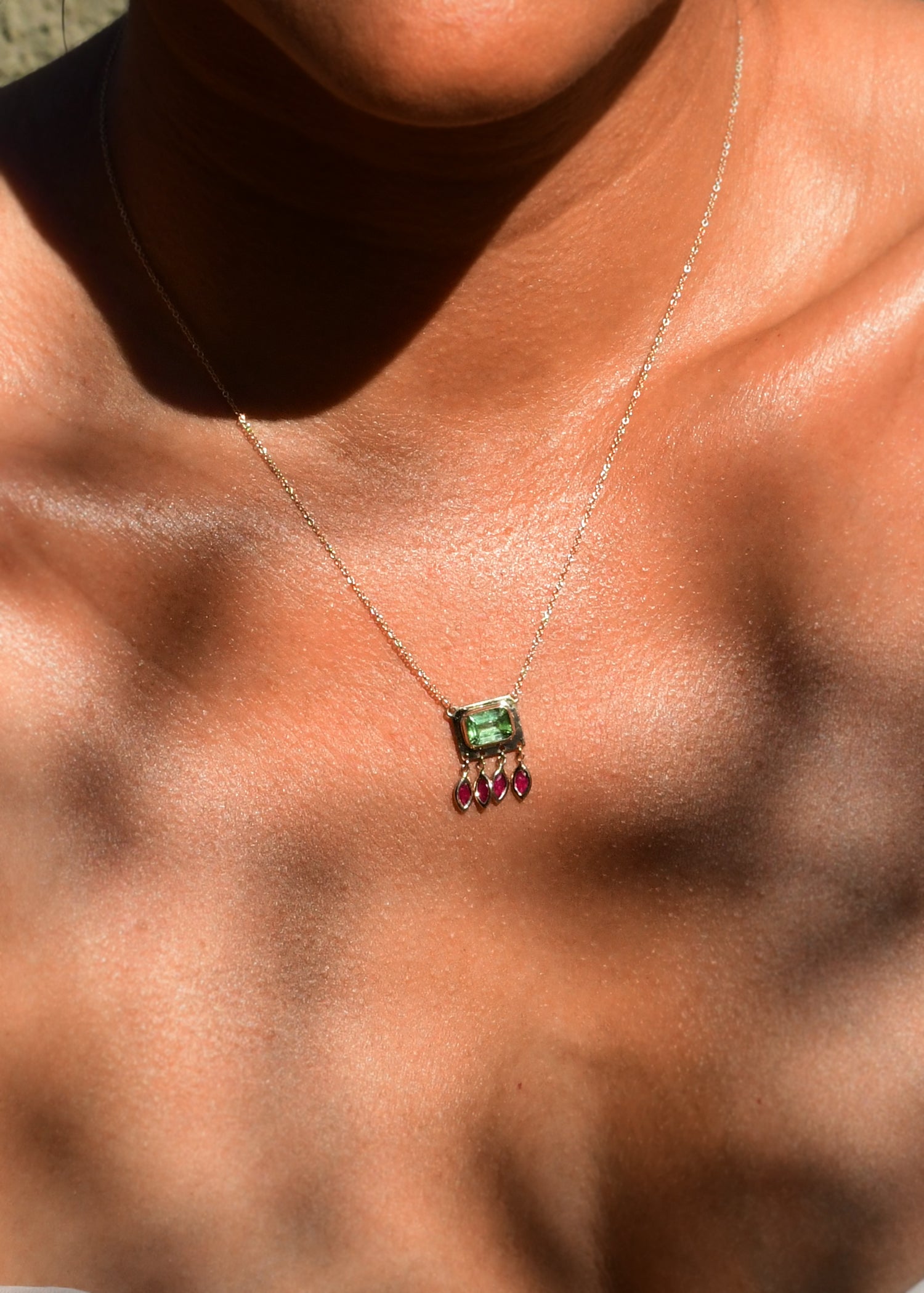 Lumen Necklace in Green Tourmaline