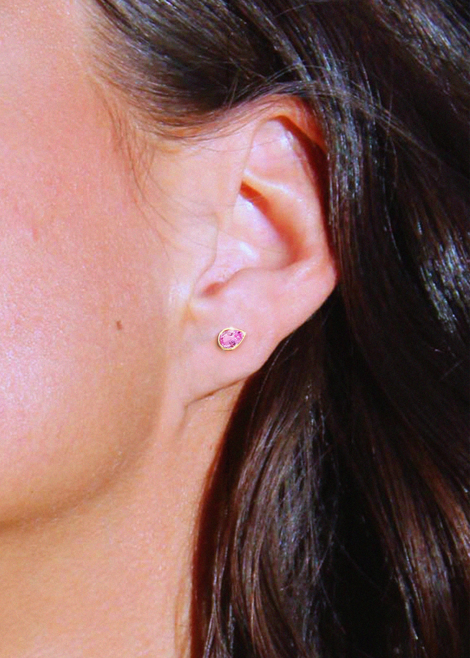 Pink Sapphire Droplet Studs