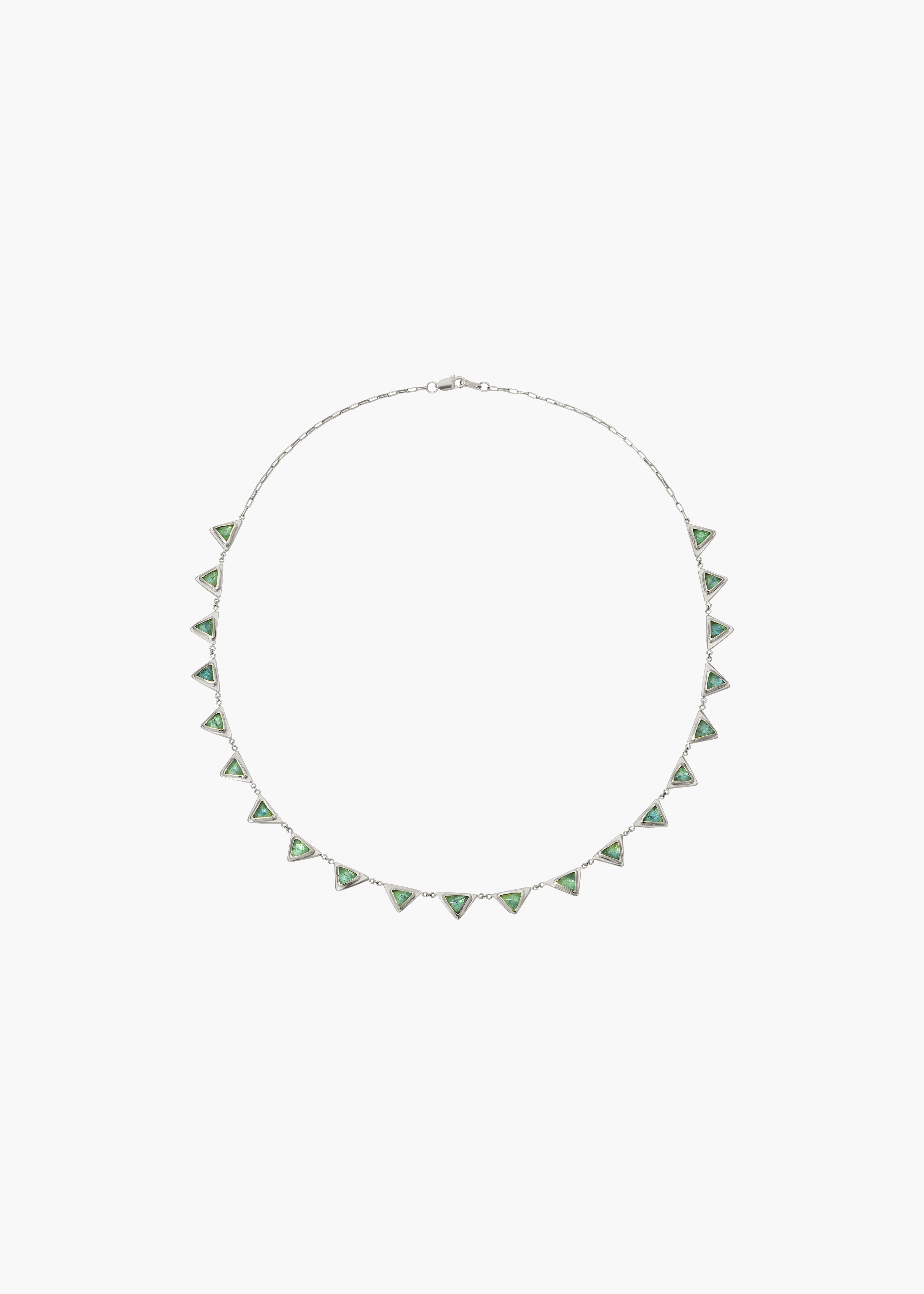 Triangle Emerald Tennis Necklace in Silver
