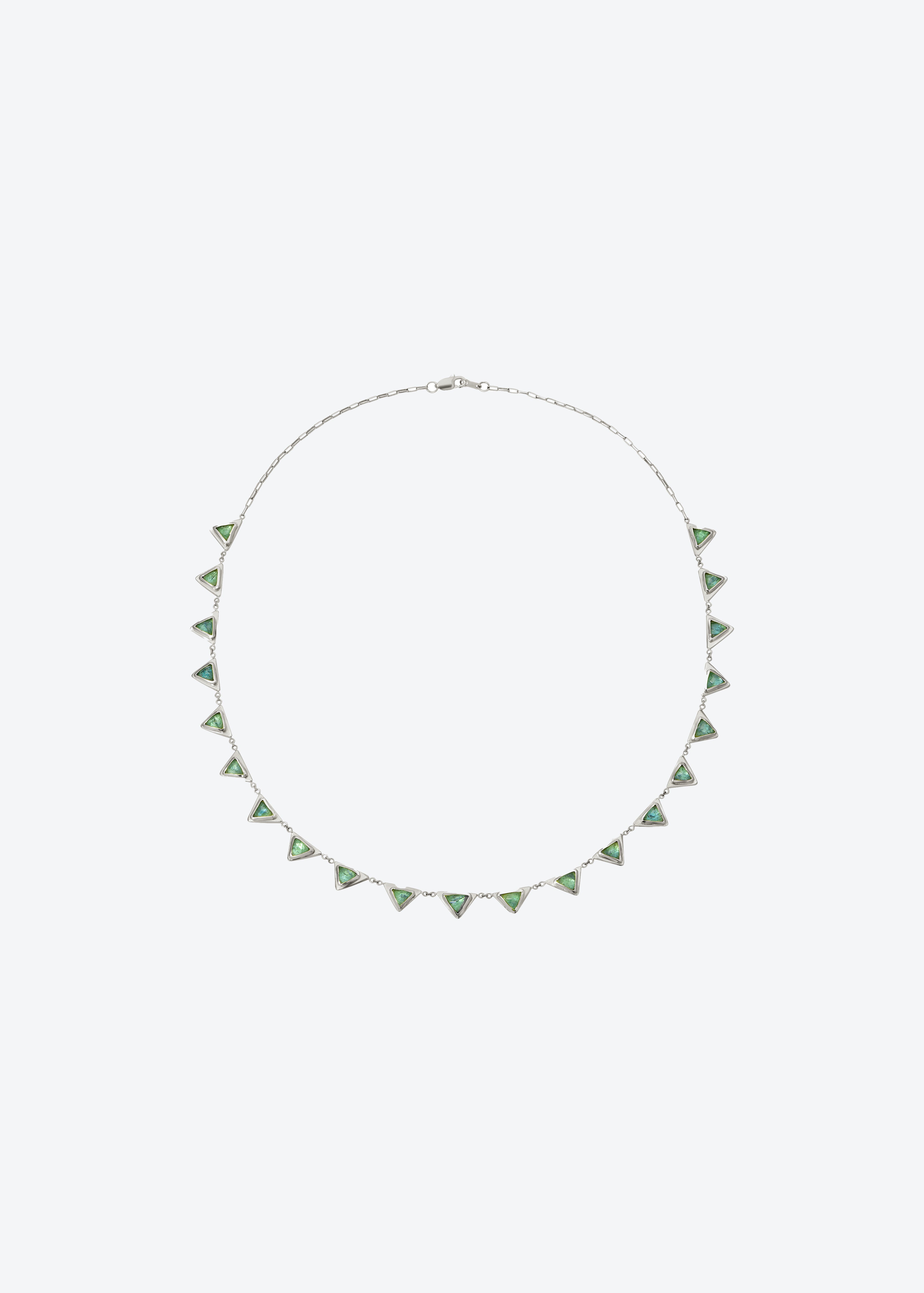 Triangle Emerald Tennis Necklace in Silver
