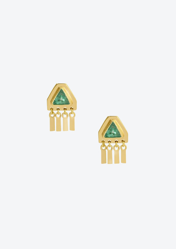 Pyramid Earrings in Emerald