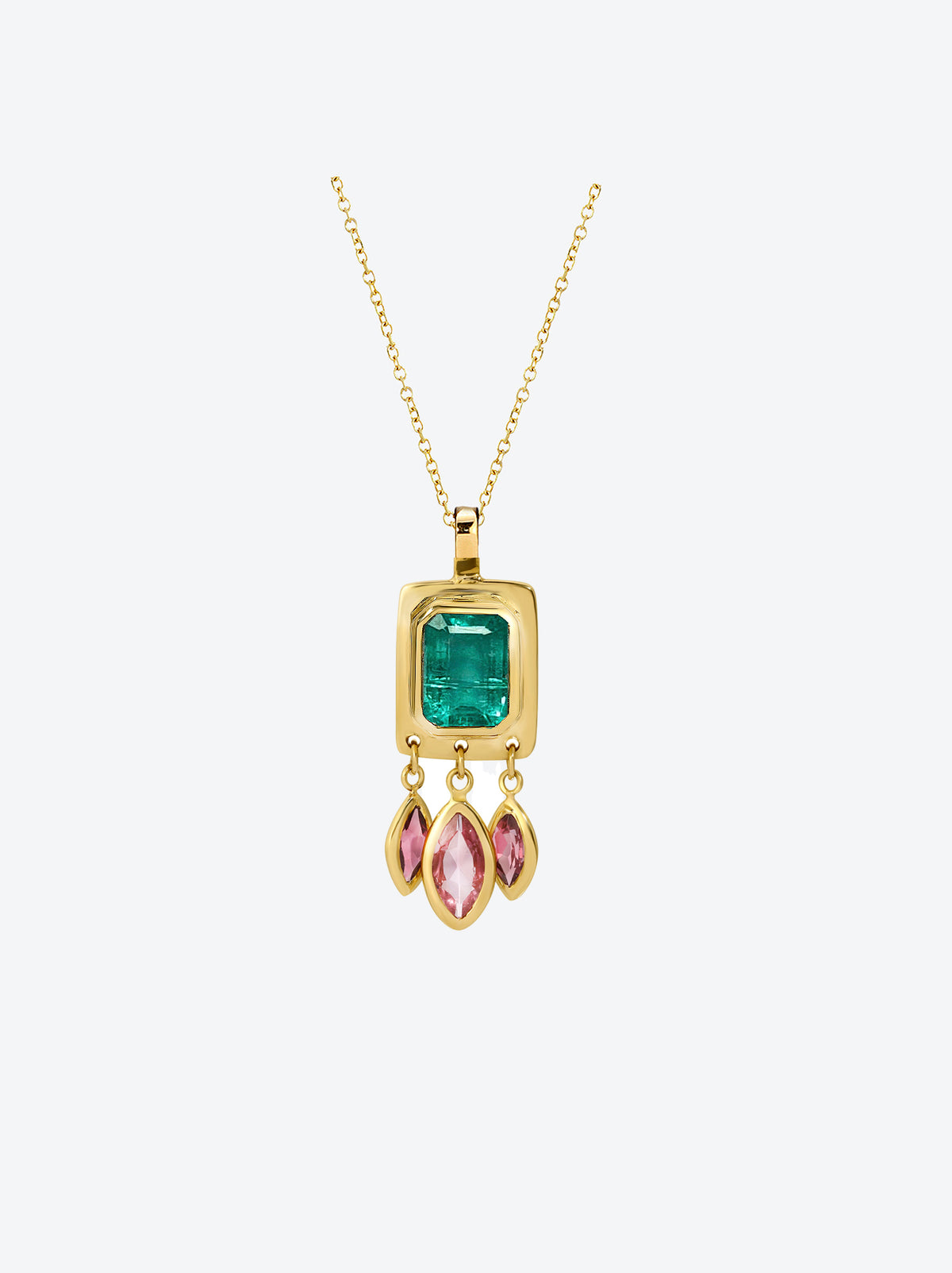 Blue Emerald and Tourmaline Necklace
