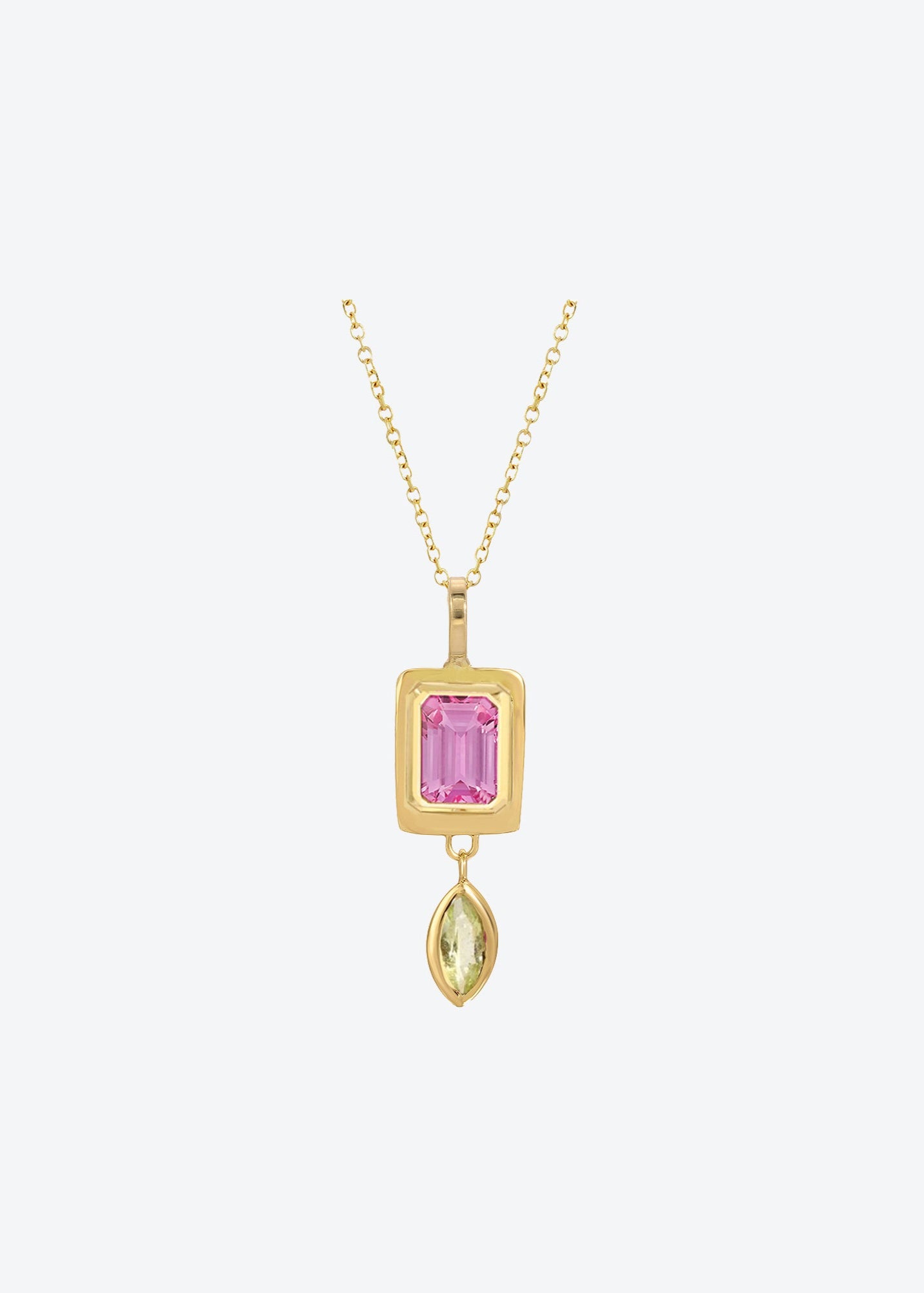 Tiny Pink Sapphire Raindrop Necklace