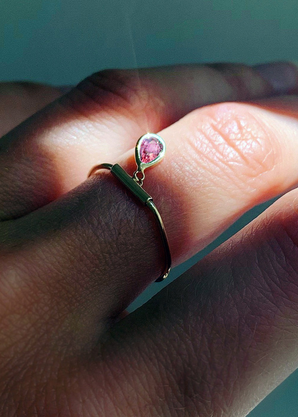 Pink Sapphire Drop Ring