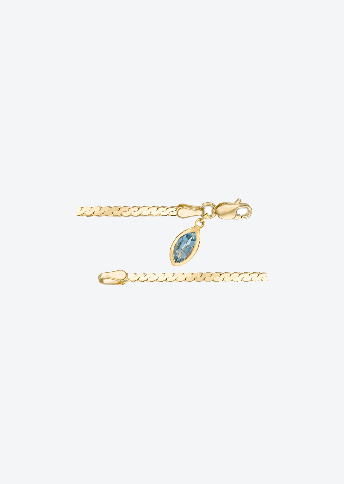 Serpentine Chain with Aquamarine Droplet
