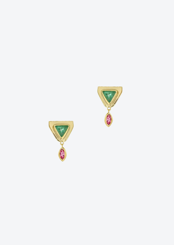 Emerald Pyramid Earrings