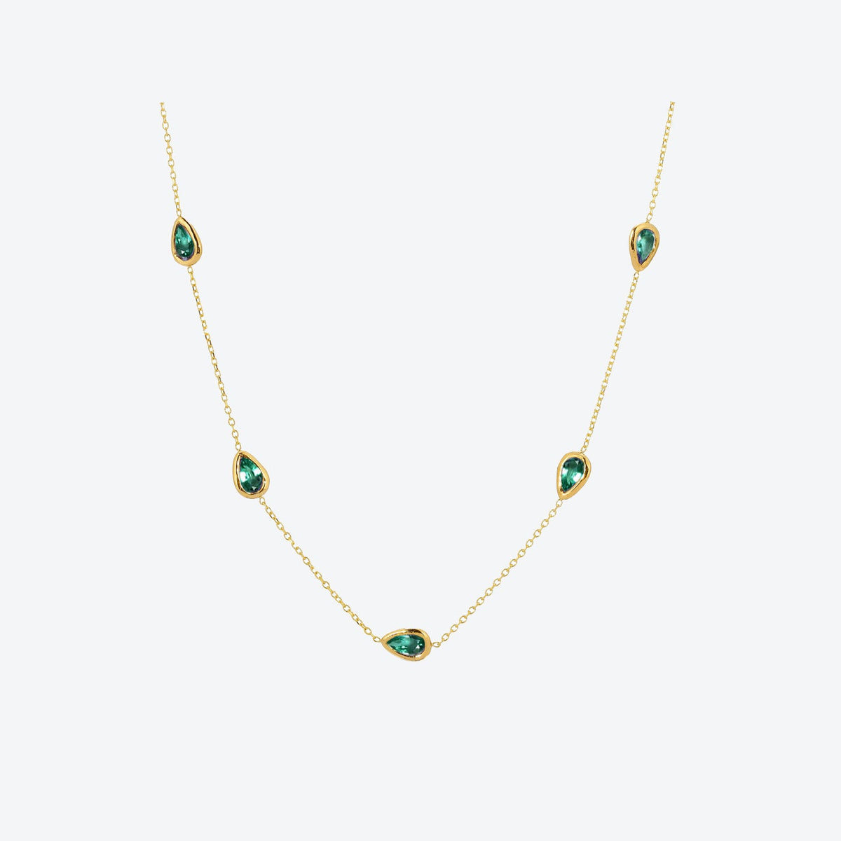 Station Necklace • Emerald Drop Necklace Chain • Christina Magdolna