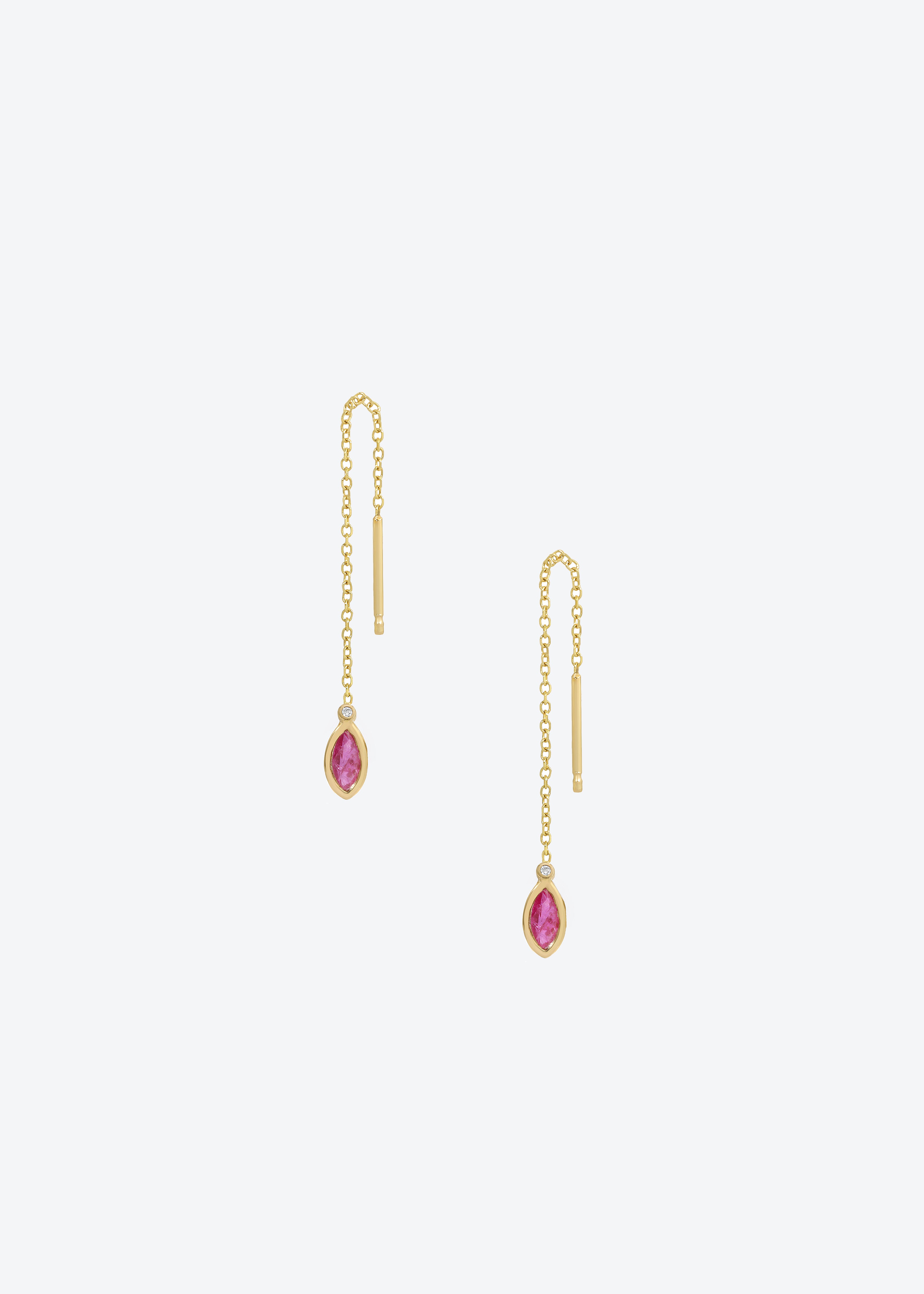 Threader Earrings in Ruby and Diamond