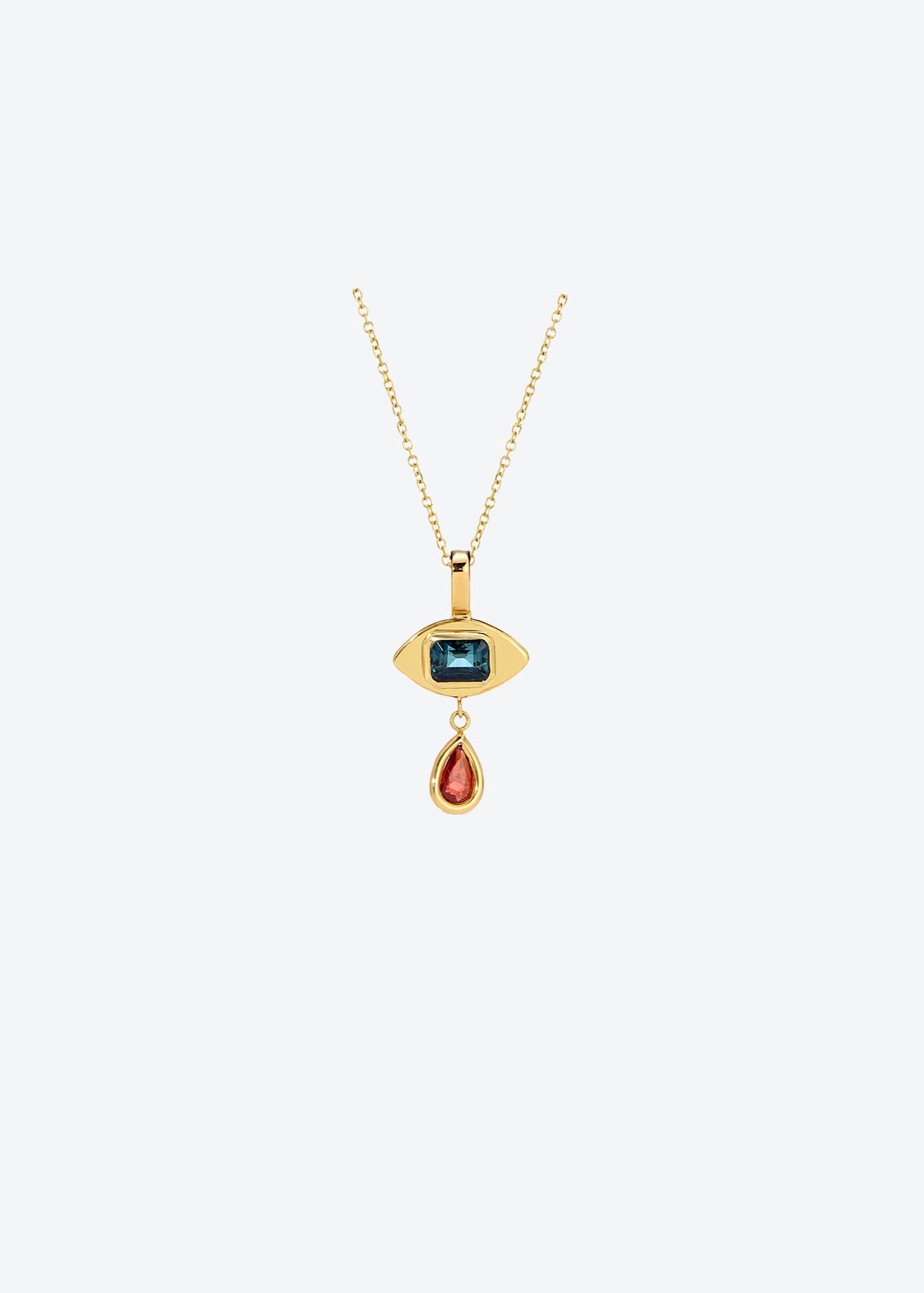 Tiny Eye Necklace in Blue Tourmaline