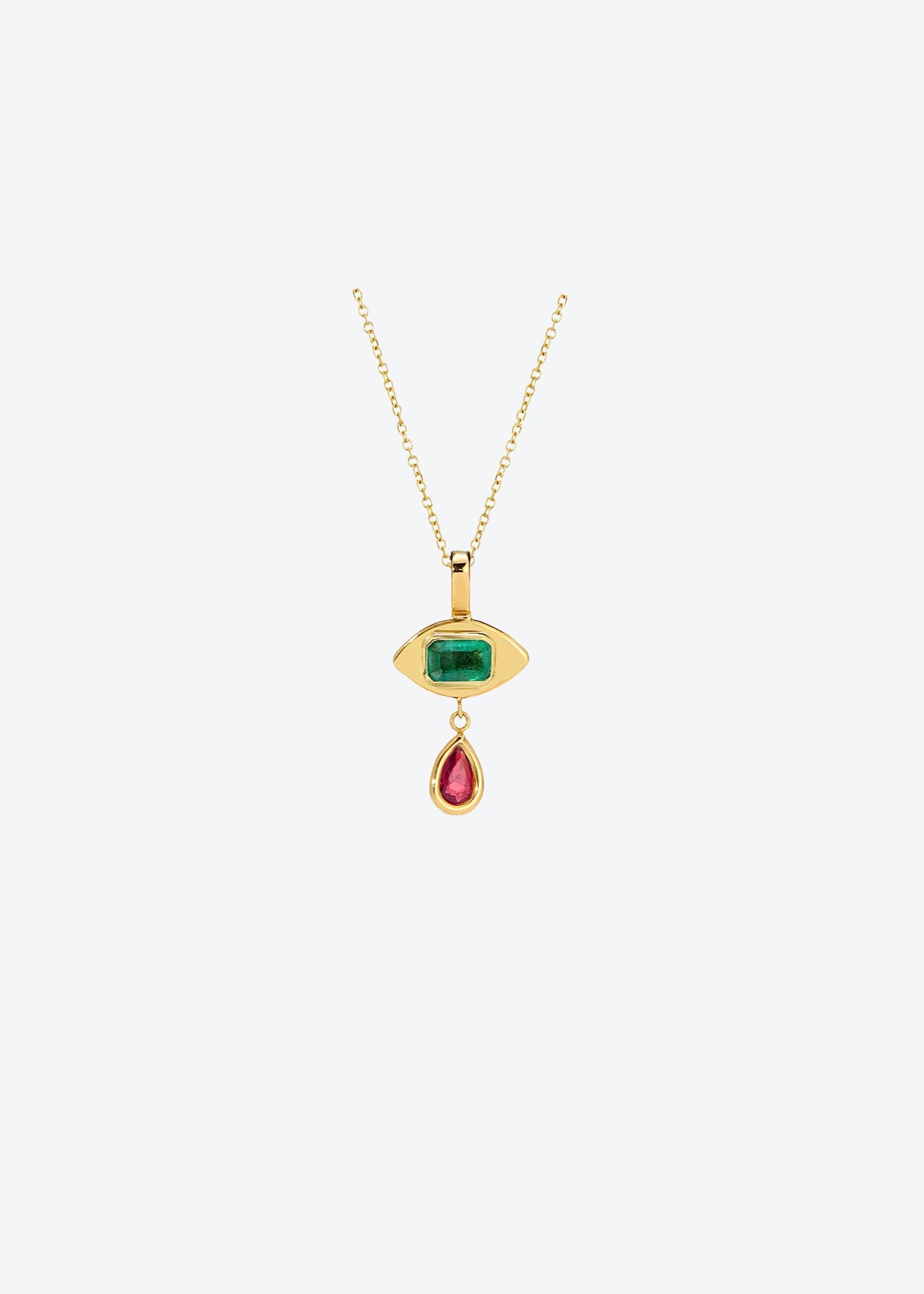 Tiny Eye Necklace in Emerald