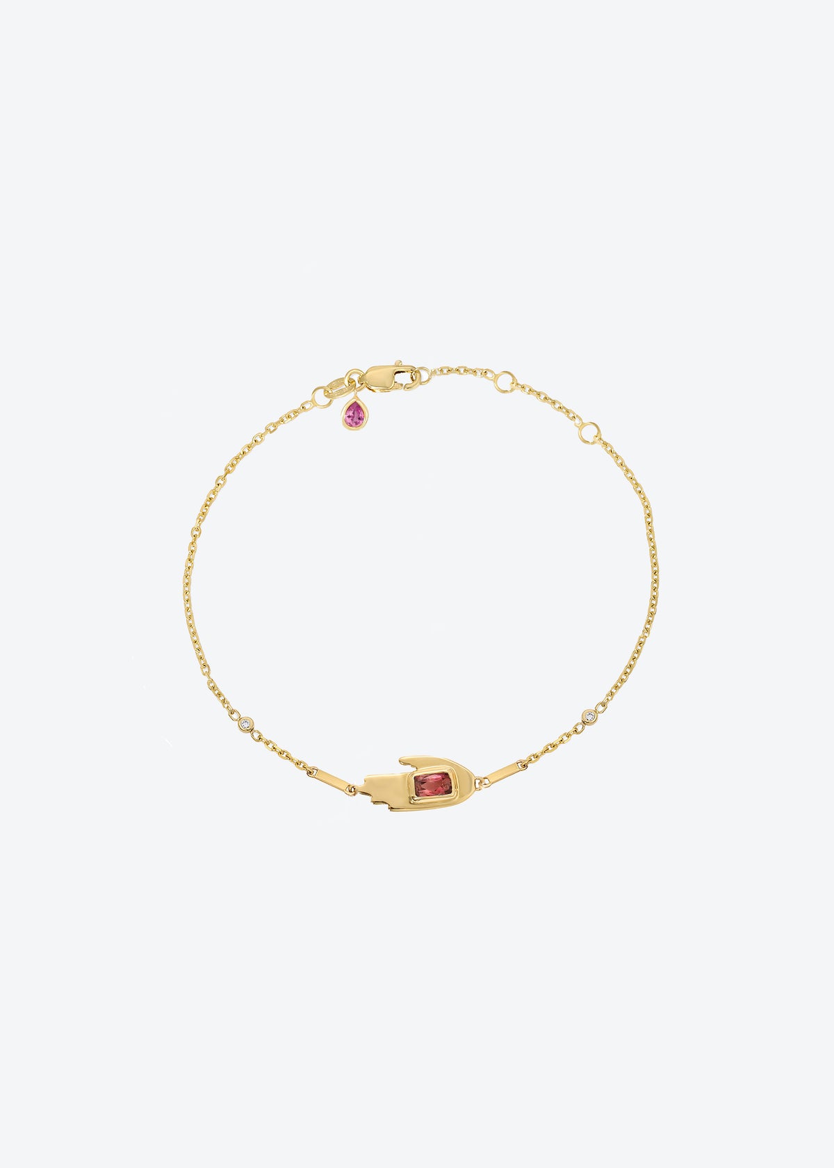 Tiny Hamsa Hand Bracelet in Tourmaline