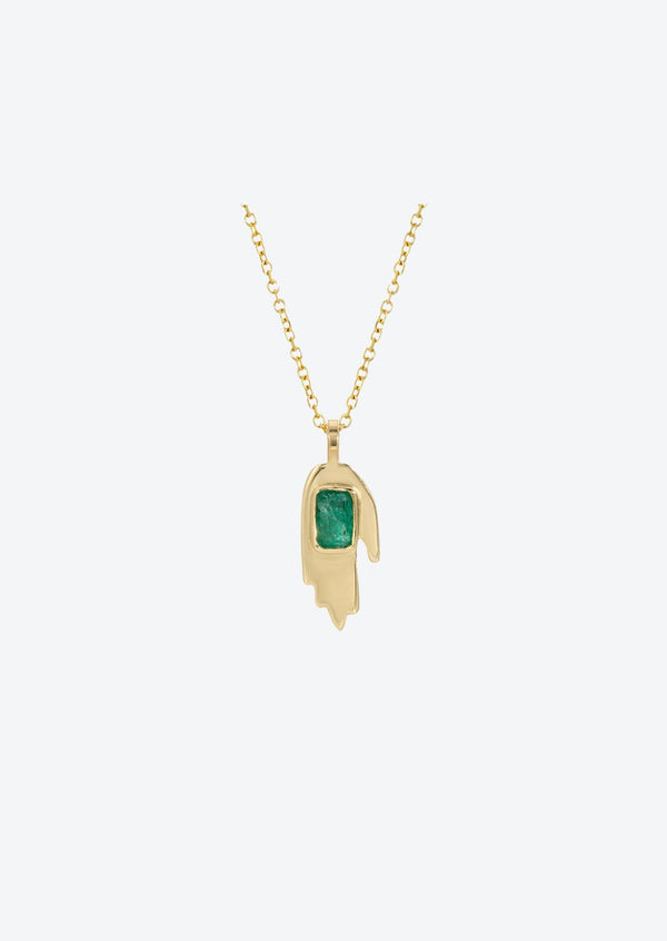 Tiny Emerald Hand Necklace
