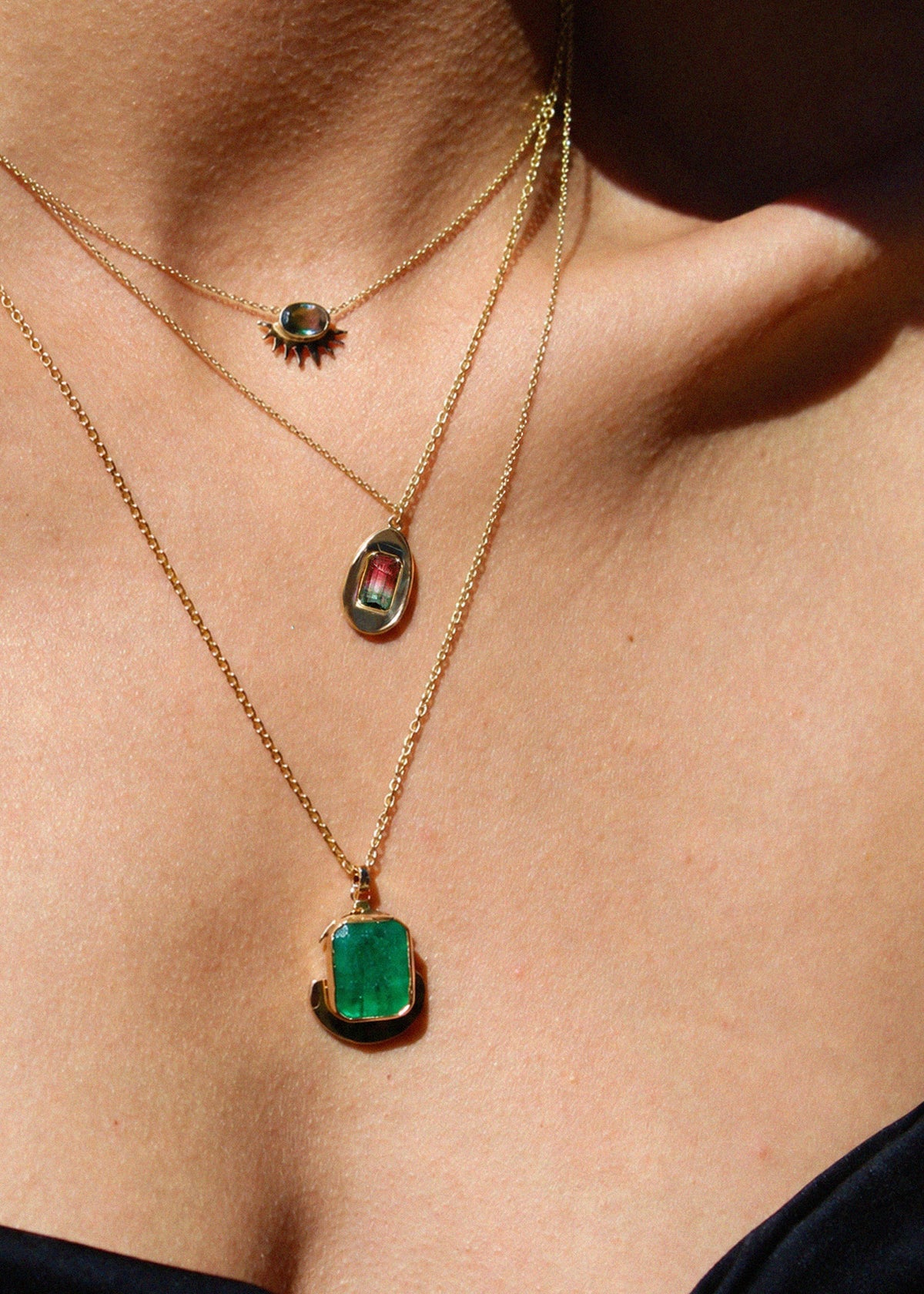 Watermelon Tourmaline Birthstone Pendant Necklace