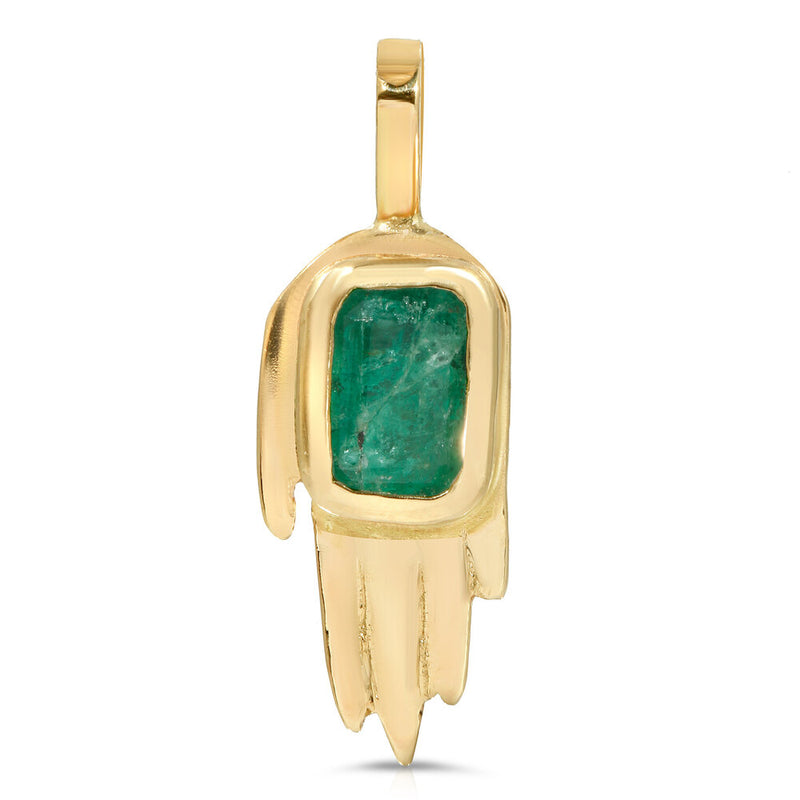 small hand pendant with emerald