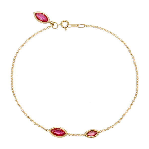 dainty chain bracelet with pink gems