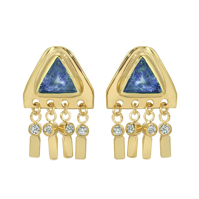 Diamond Pyramid Earrings in Tanzanite